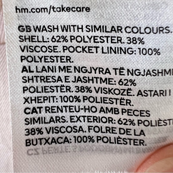 H&M Chino Pants Solid Natural Khaki High Rise Zip Fly Wide Leg NEW SIZE 14 - Picture 5 of 6